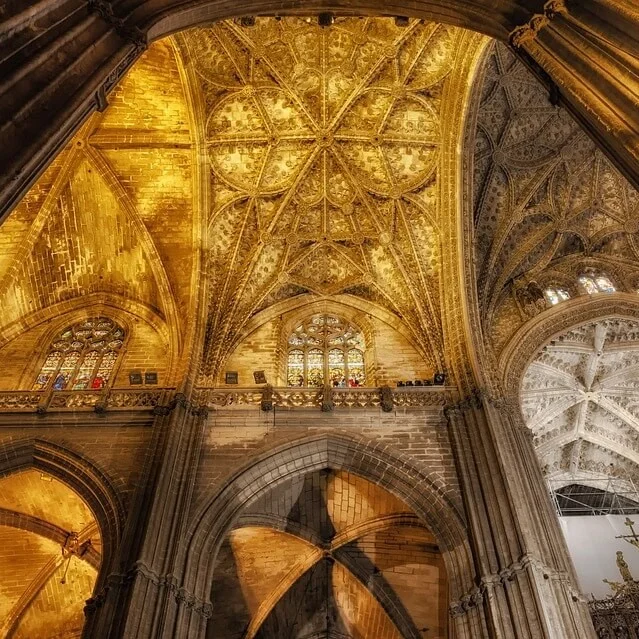 Upwards shot of the Cathedral's interior architecture