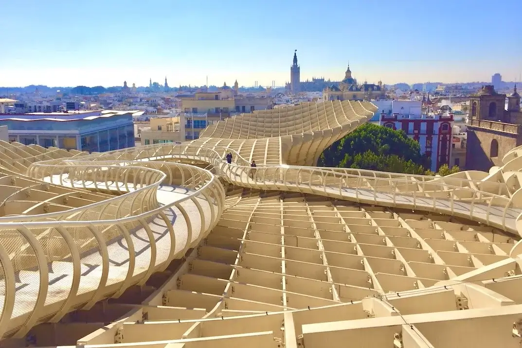 The Metropol Parasol with a view of the city in the background